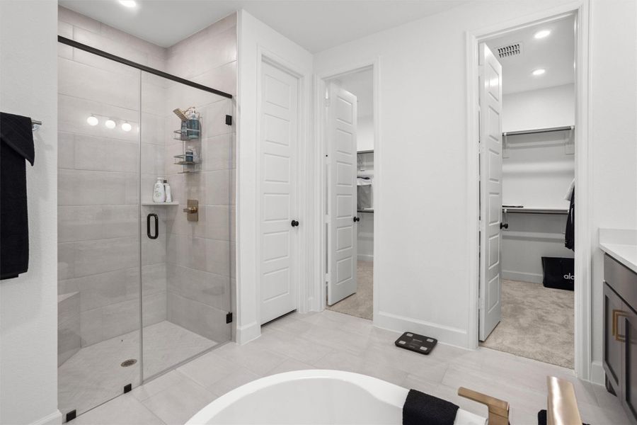 Oversized glass-enclosed primary shower