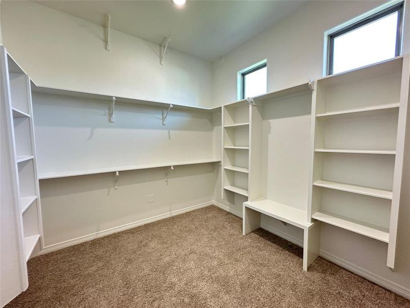 Spacious closet with light colored carpet Spacious closet with light colored carpet