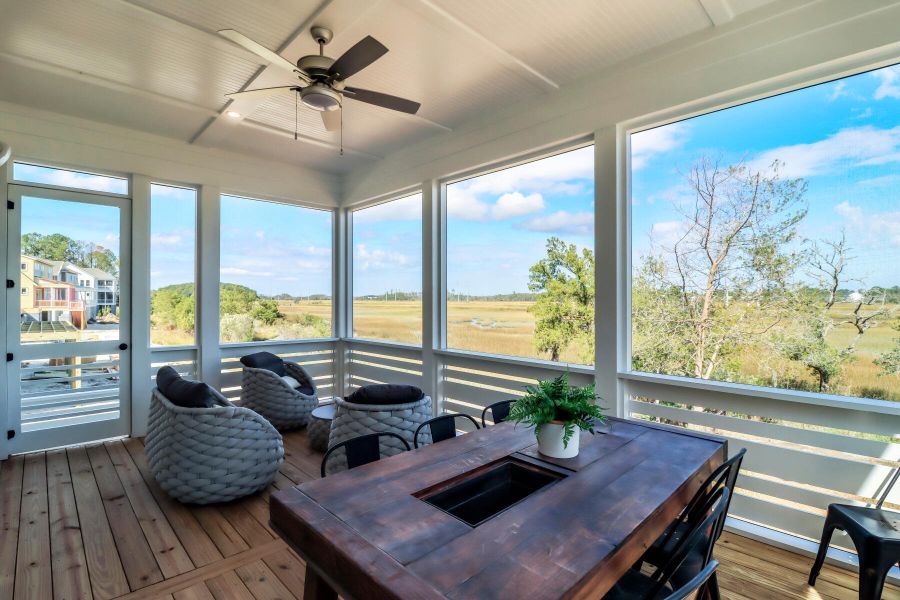 Exterior details and patio area of a home in The Preserve at Pennys Creek, Johns Island (Image 24).