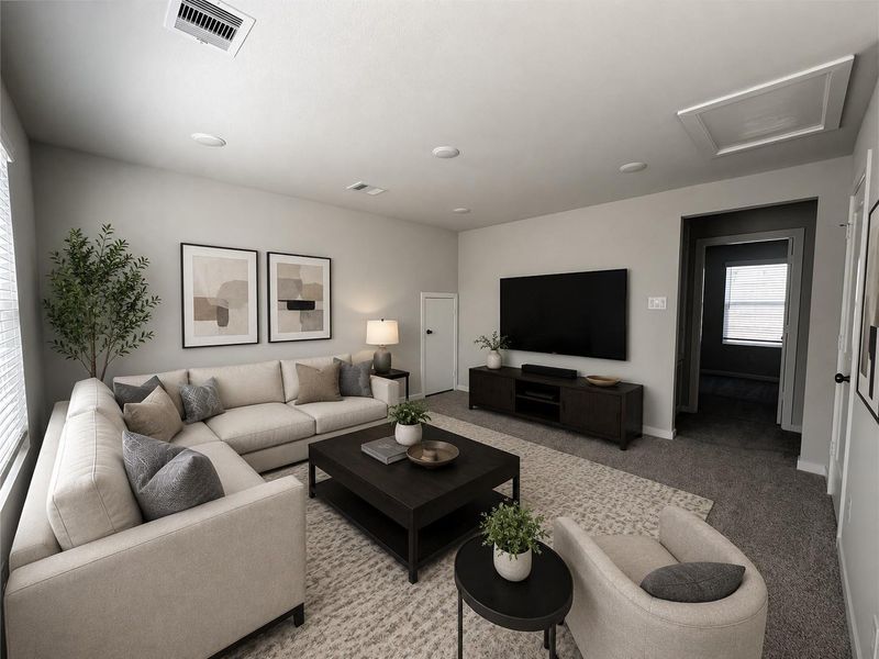 Furnished interior view inside a new home in Lonestar Collection at Aurora, Katy (Image 10).