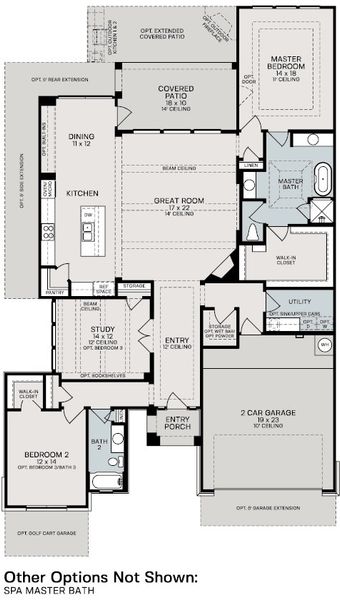2D floor plan layout for the Emilia by Sitterle Homes in Comanche Trace, Kerrville, TX (Image 3).