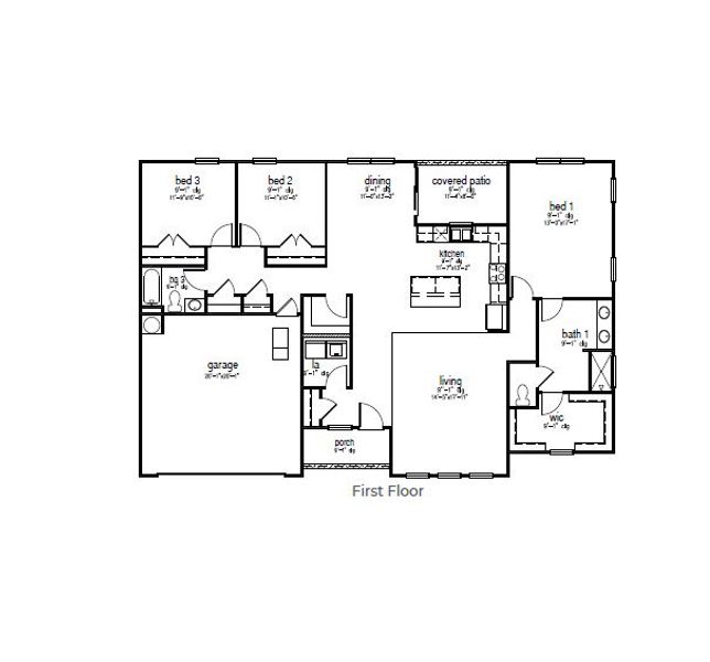 2D floor plan layout for the Mills by D.R. Horton in Fairhaven, Statesboro, GA (Image 3). 2D floor plan layout for the Mills by D.R. Horton in Fairhaven, Statesboro, GA (Image 3).