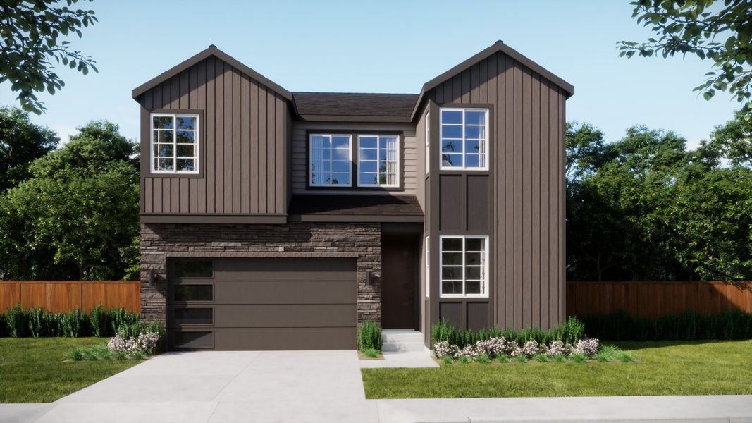 Representative exterior photo of a completed home built from the Whistler by Trumark Homes in Trumark Homes at Tanterra, Parker, CO (Image 22).
