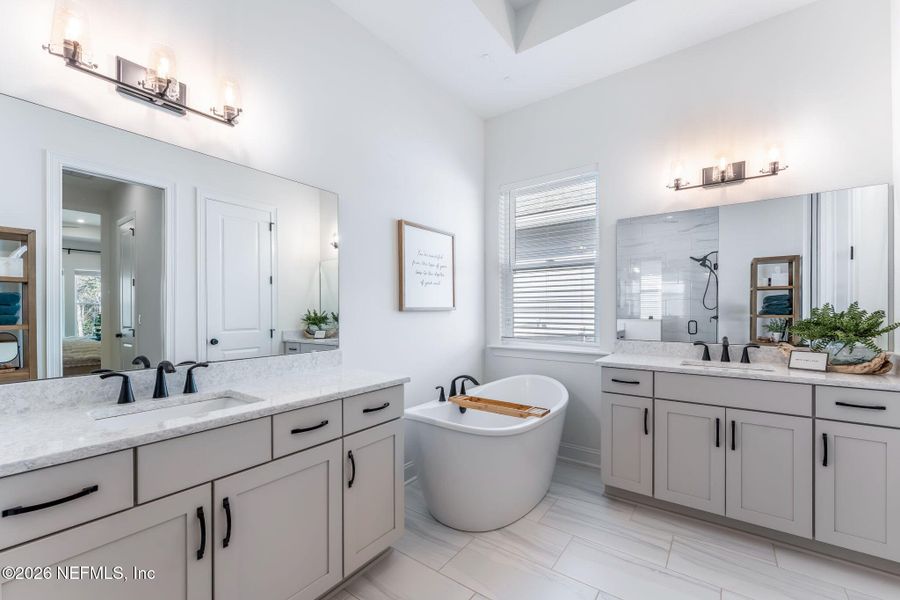 Furnished interior view inside a new home in Palm Crest at Seabrook, Ponte Vedra (Image 46). Furnished interior view inside a new home in Palm Crest at Seabrook, Ponte Vedra (Image 46).