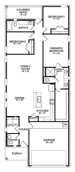 2D floor plan layout of this home in Anniston: Avante Collection, Katy, TX (Image 3).