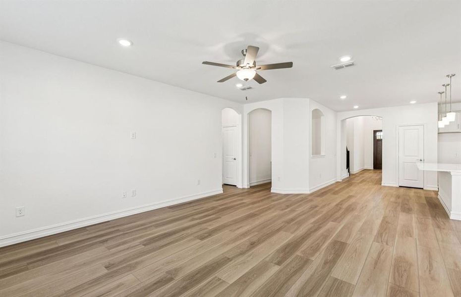 Airy gathering room showcases open concept floorplan Airy gathering room showcases open concept floorplan