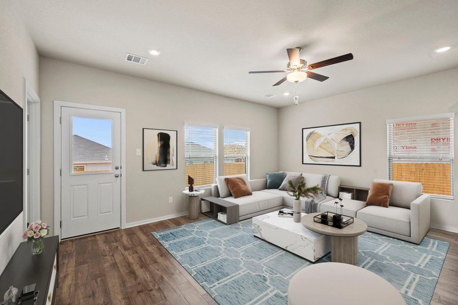 Open Concept Family Room - Virtually Staged