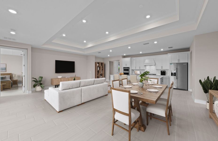 Spacious gathering room featuring a drop tray ceiling Spacious gathering room featuring a drop tray ceiling