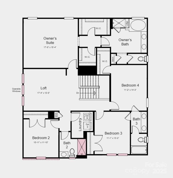 Second Floor Plan - Structural options include: bedroom and bathroom downstairs, shower at bath 2, owner's bath configuration 2, covered outdoor living, and windows at upstairs loft