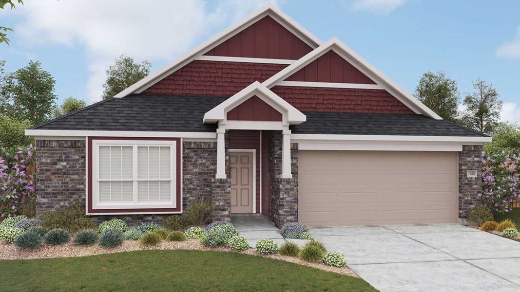 Representative exterior photo of a completed home built from the Avalon by DRB Homes in Calumet, Jarrell, TX (Image 6).
