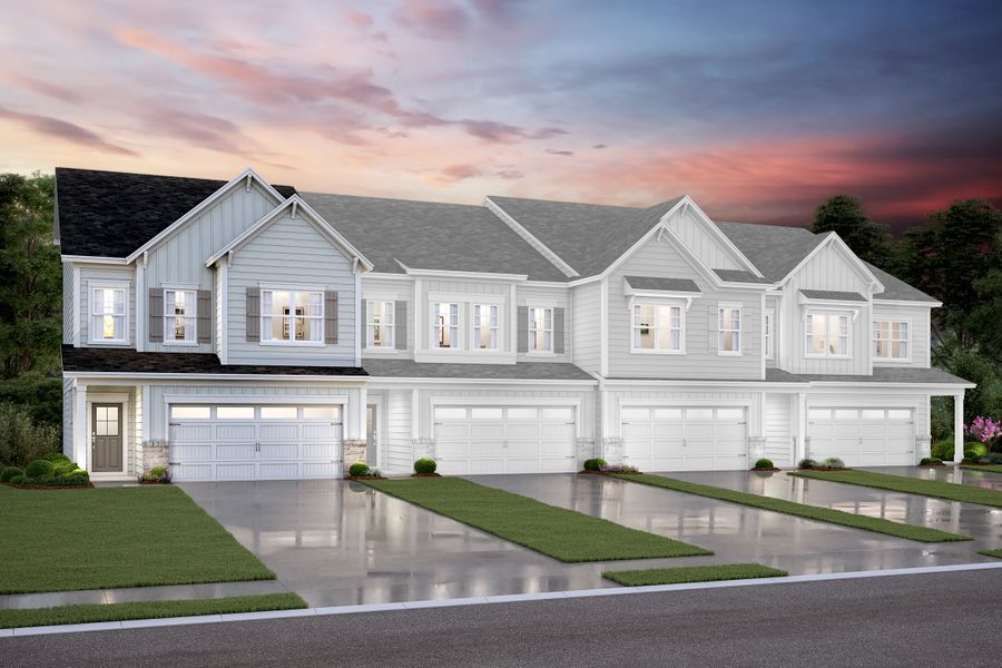 Representative exterior photo of a completed home built from the Maxwell by Beazer Homes in Friendship Village Townes, Apex, NC (Image 3). Representative exterior photo of a completed home built from the Maxwell by Beazer Homes in Friendship Village Townes, Apex, NC (Image 3).