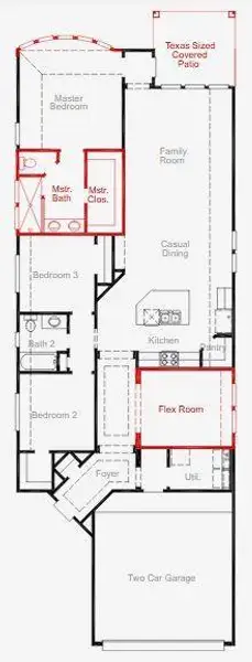 2D floor plan layout of this home in Two Step Farm, Montgomery, TX (Image 3).