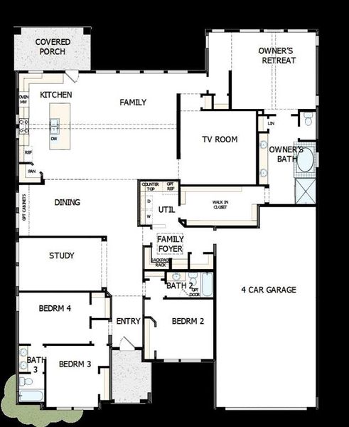 2D floor plan layout of this home in Monterra - Classics, Fate, TX (Image 3).