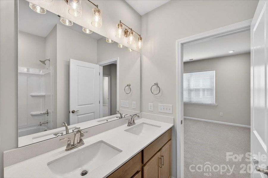 Dual vanity secondary bathroom