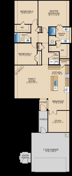 2D floor plan layout for the Harwood by Pacesetter Homes in Elevon, Lavon, TX (Image 4).