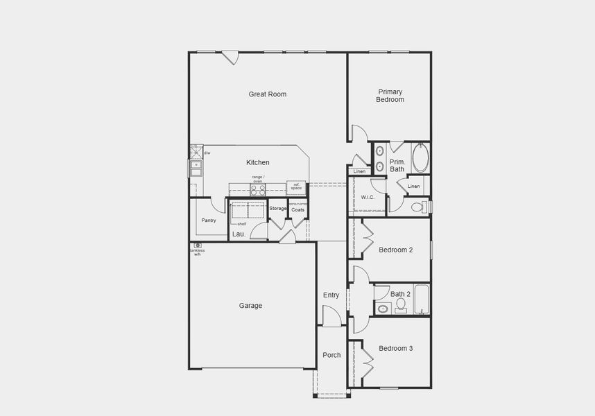 2D floor plan layout for the Plan 1581 by KB Home in Eagle Creek, Denton, TX (Image 3).