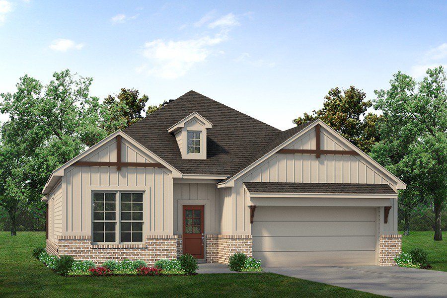Front exterior of a new home in Covenant Park, Springtown, TX, highlighting curb appeal (Image 2). Front exterior of a new home in Covenant Park, Springtown, TX, highlighting curb appeal (Image 2).