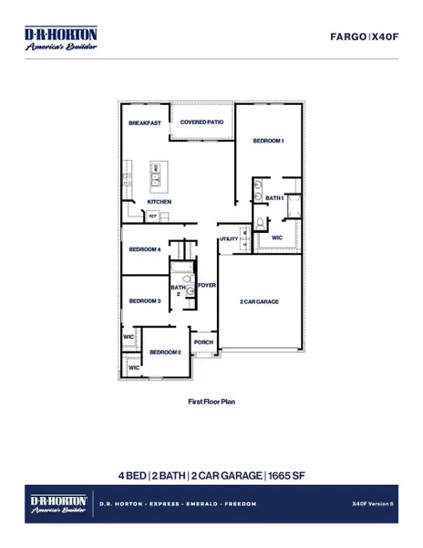 2D floor plan layout of this home in Maple Woods, Hockley, TX (Image 2).