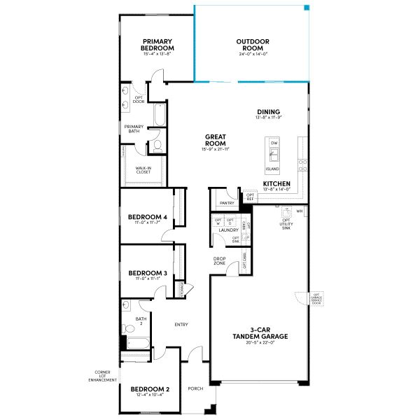 Floor 1: Outdoor Room Extension Option