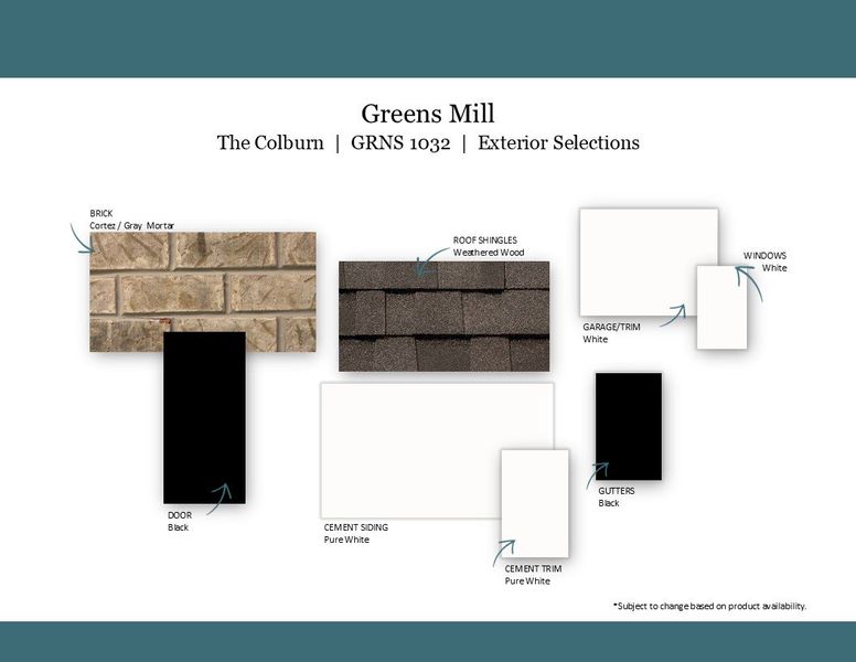 Sample of building materials used in homes in The Landing at Greens Mill, Columbia (Image 43).