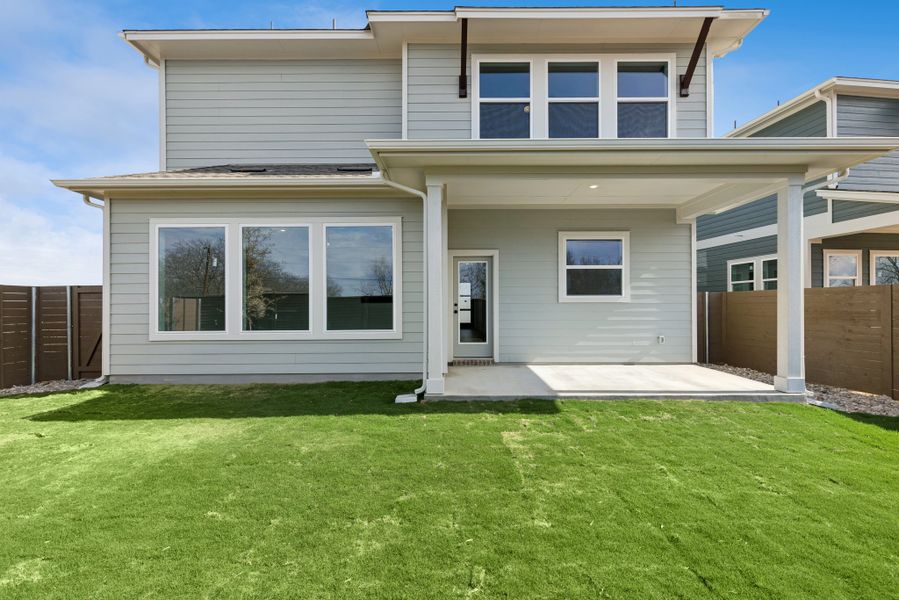 Exterior details and patio area of a home in Double Creek Crossing – Classic Series, Round Rock (Image 3).