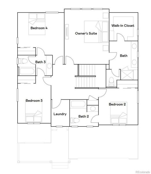 2D floor plan layout of this home in Sunset Village: The Monarch Collection, Erie, CO (Image 1). 2D floor plan layout of this home in Sunset Village: The Monarch Collection, Erie, CO (Image 1).