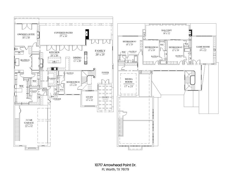2D floor plan layout of this home in Fleming Pointe, Fort Worth, TX (Image 5). 2D floor plan layout of this home in Fleming Pointe, Fort Worth, TX (Image 5).