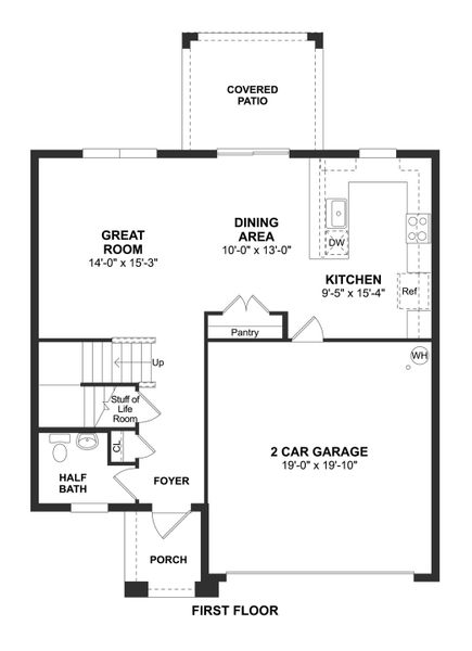 2D floor plan layout for the Magdalena by K. Hovnanian® Homes in Aspire at Morningside, Fort Pierce, FL (Image 3).