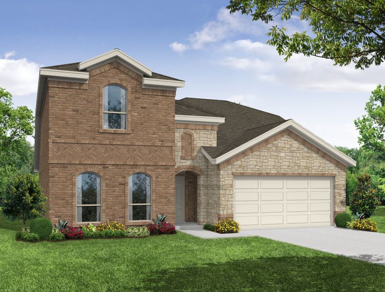 Representative exterior photo of a completed home built from the Phoenix by Impression Homes in De Berry Reserve, Royse City, TX (Image 8). Representative exterior photo of a completed home built from the Phoenix by Impression Homes in De Berry Reserve, Royse City, TX (Image 8).