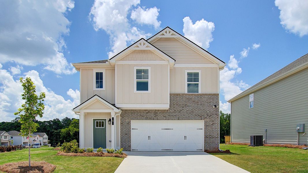 Representative exterior photo of a completed home built from the Layla II by DRB Homes in Enclave at Evergreen, Fairburn, GA (Image 23).