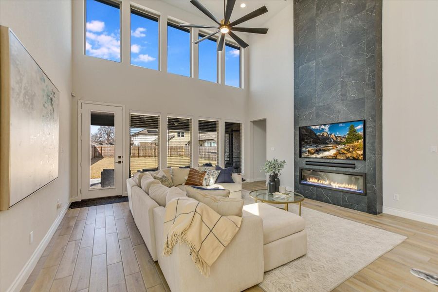 High ceilings, natural light, a cozy fireplace