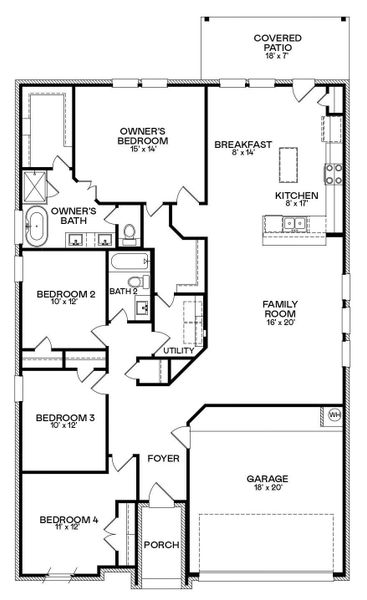 2D floor plan layout of this home in Legacy, League City, TX (Image 2).