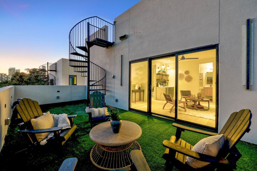 Exterior details and patio area of a home in , Austin (Image 27). Exterior details and patio area of a home in , Austin (Image 27).