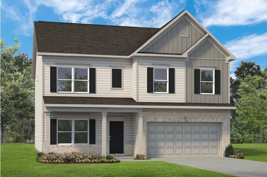 Front exterior of a new home in Stratford Station, Lebanon, TN, highlighting curb appeal (Image 2). Front exterior of a new home in Stratford Station, Lebanon, TN, highlighting curb appeal (Image 2).