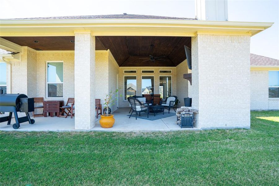 View of patio / terrace with a ceiling fan and a grill View of patio / terrace with a ceiling fan and a grill