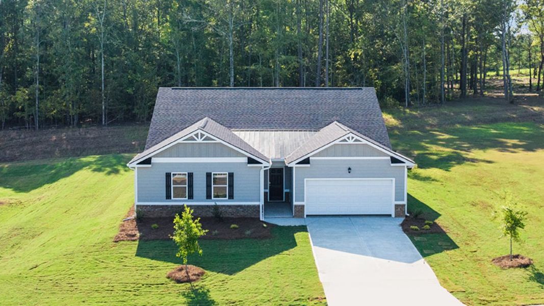 Front exterior of a new home in Kingston Ranch at Lake Oconee, Buckhead, GA, highlighting curb appeal (Image 2).
