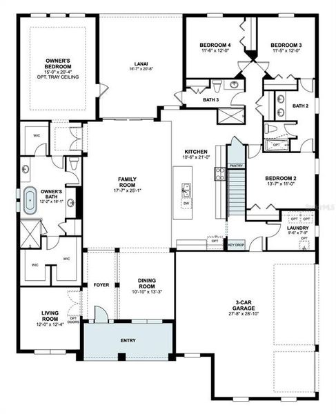 2D floor plan layout of this home in Willow Run, Apopka, FL (Image 3). 2D floor plan layout of this home in Willow Run, Apopka, FL (Image 3).