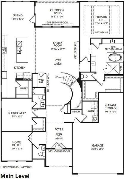 2D floor plan layout of this home in Parmer Ranch 60, Georgetown, TX (Image 4).
