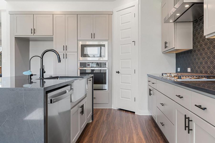 Furnished interior view inside a new home in Terrace Collection at Lariat, Liberty Hill (Image 10). Furnished interior view inside a new home in Terrace Collection at Lariat, Liberty Hill (Image 10).