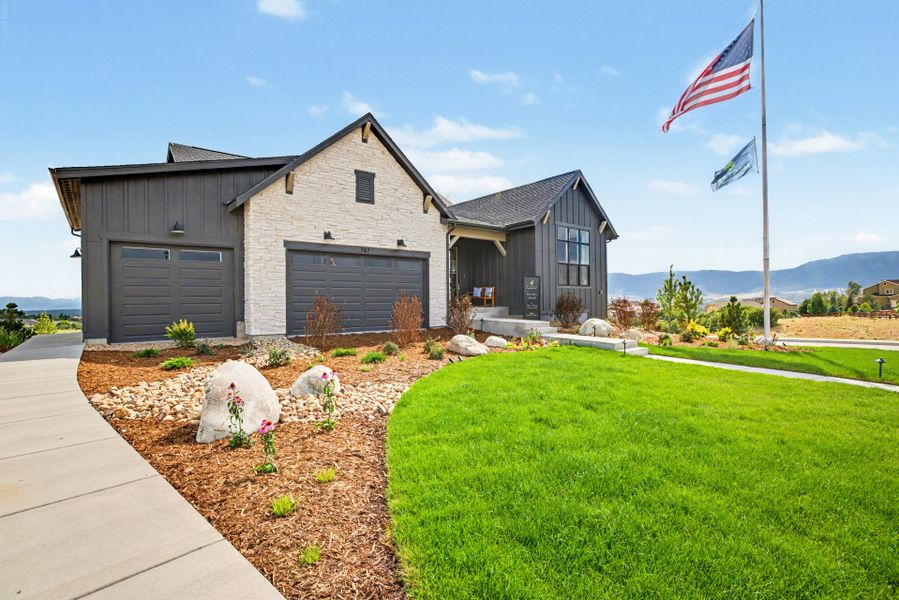 Representative exterior photo of a completed home built from the Glen Eyrie by Scott Felder Homes in Jackson Creek, Monument, CO (Image 26). Representative exterior photo of a completed home built from the Glen Eyrie by Scott Felder Homes in Jackson Creek, Monument, CO (Image 26).