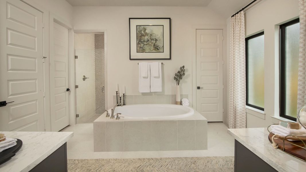 Furnished interior view inside a new home in Crosswinds, Kyle (Image 11).