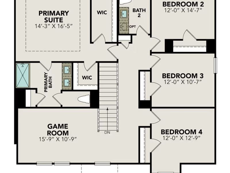 2D floor plan layout of this home in Horizon Pointe, Converse, TX (Image 3).