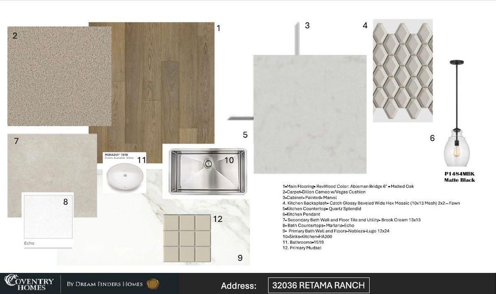 Sample of building materials used in homes in The Meadows at Imperial Oaks, Spring (Image 3).