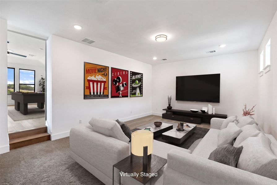 Furnished interior view inside a new home in The Estates at Rough Hollow Vista Ridge, Lakeway (Image 34).