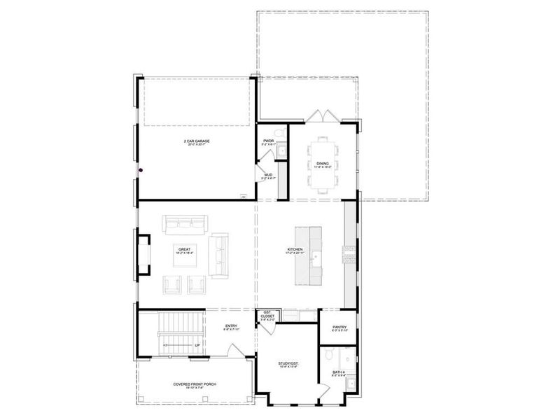 2D floor plan layout of this home in Echo at Crabapple, Milton, GA (Image 4).