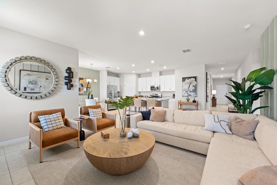 Family Room and Kitchen of The Juniper at Country Club Estates