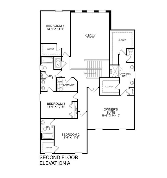 2D floor plan layout for the Winterset by Ryan Homes in The Palms at Venetian Bay, New Smyrna Beach, FL (Image 2).
