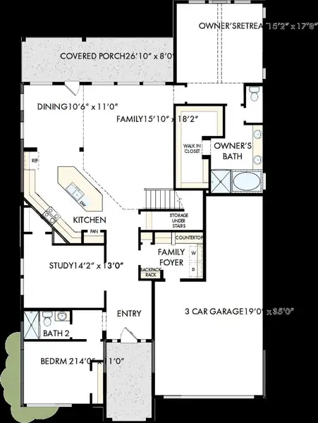2D floor plan layout of this home in Brookewater - Ascent Collection, Rosenberg, TX (Image 2).