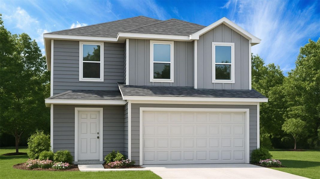 Front exterior of a new home in Sunset Valley, Hockley, TX, highlighting curb appeal (Image 1). Front exterior of a new home in Sunset Valley, Hockley, TX, highlighting curb appeal (Image 1).