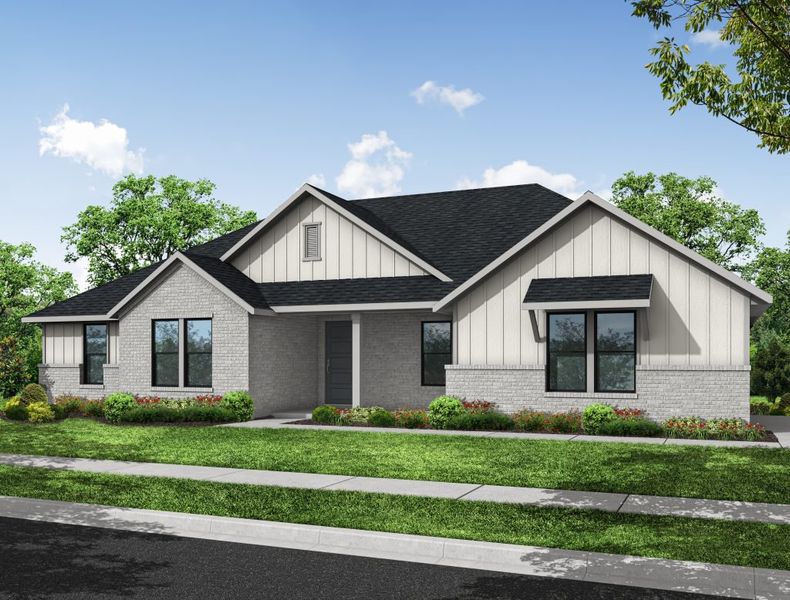 Representative exterior photo of a completed home built from the Magnolia by Impression Homes in Estates of Palmer, Palmer, TX (Image 2).